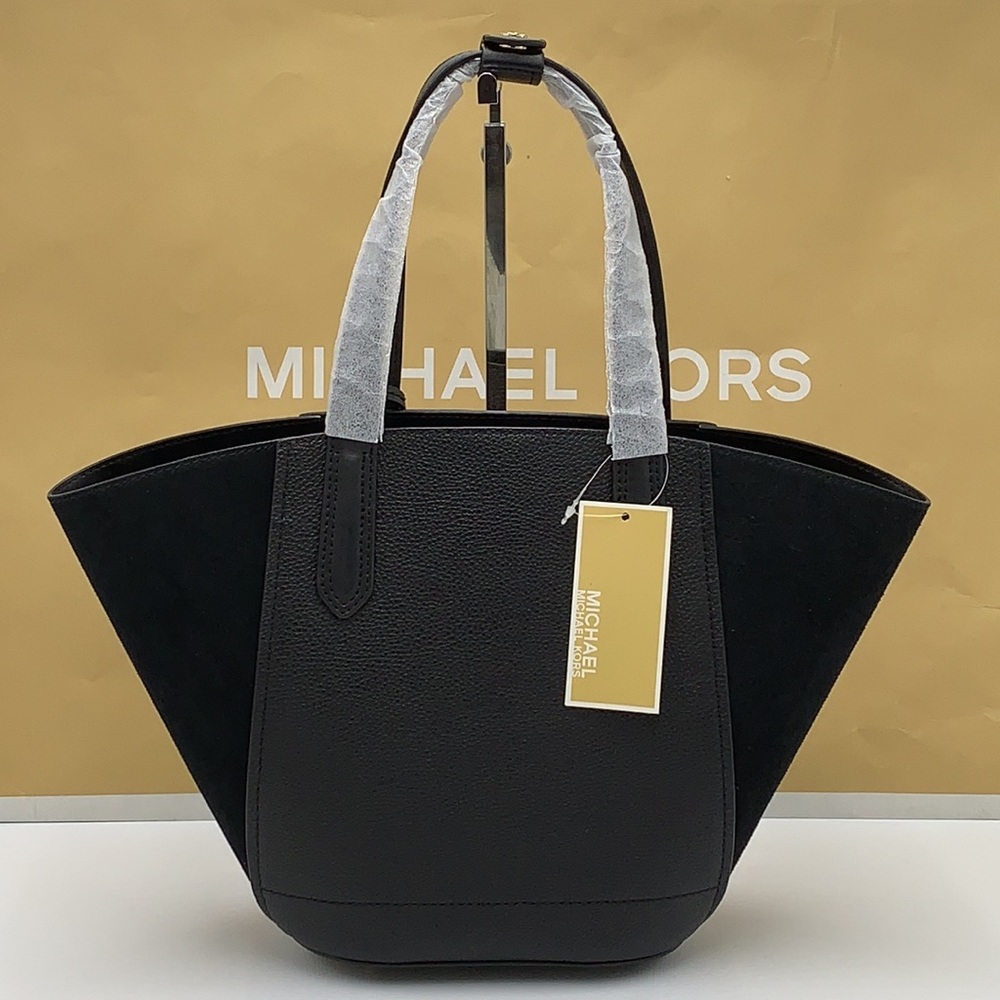 MICHAEL KORS PORTIA SMALL TOTE BLACK COLOR PEBBLED LEATHER/SUEDE - Picture 16 of 16